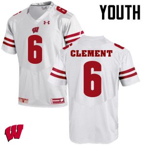 Youth Wisconsin Badgers NCAA #6 Corey Clement White Authentic Under Armour Stitched College Football Jersey VH31X53ET